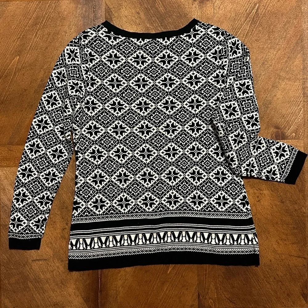 UEC Karen Scott Patterned Sweater Black & White Size Small & 100% Cotton